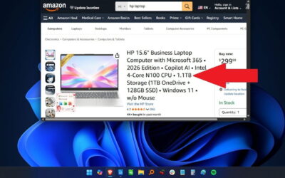 Example of a Windows PC scam listing on Amazon on a Windows desktop.
