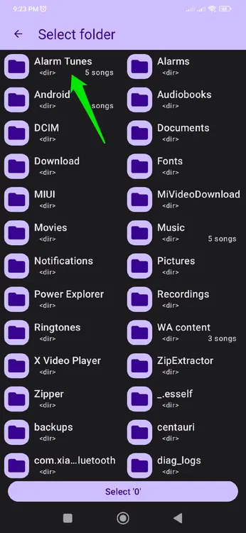 Ajout d'un dossier pour l'alarme