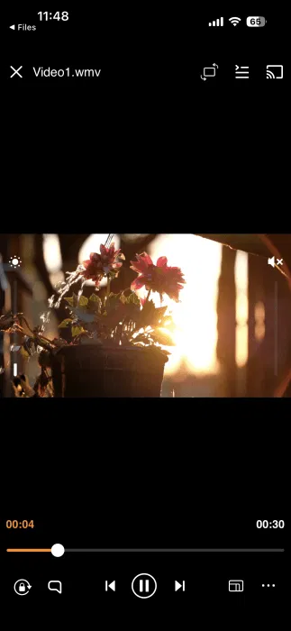 Fichier WMV lu sur iPhone à l'aide de l'application VLC. 