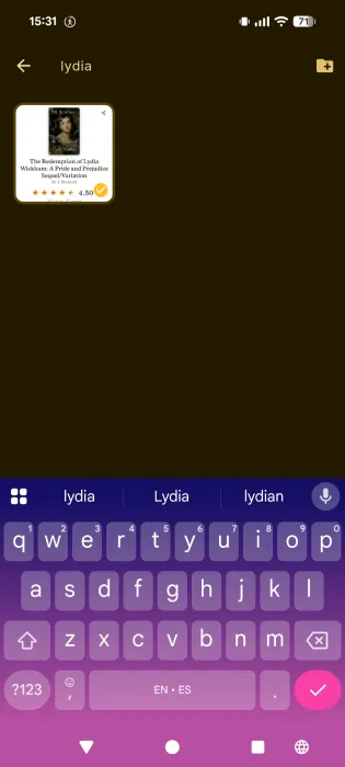 Recherche de captures d'écran avec des mots-clés dans l'application Shots Studio. 