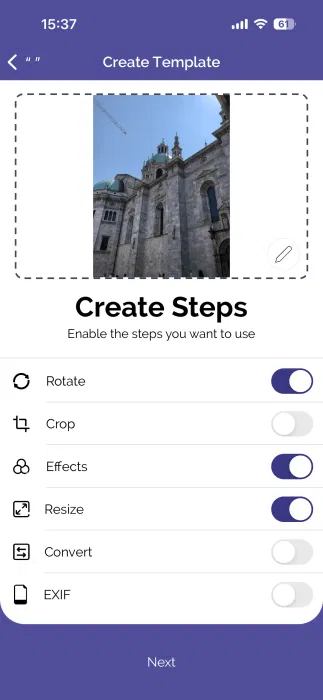 Création d'un modèle d'édition dans l'application eZy Edit sur iPhone.