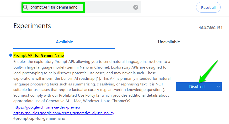 Désactiver Gemini Nano