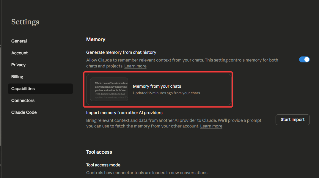 Mémoire de Claude mise à jour