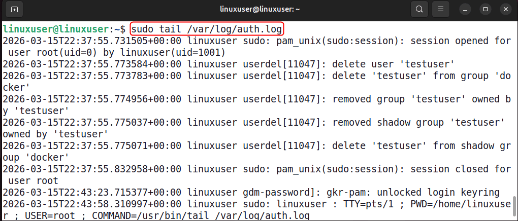 Afficher les journaux des utilisateurs