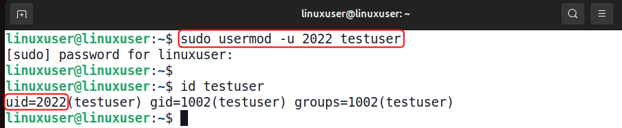Changer le mod utilisateur de l'UID