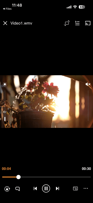Fichier WMV lu sur iPhone à l'aide de l'application VLC. 
