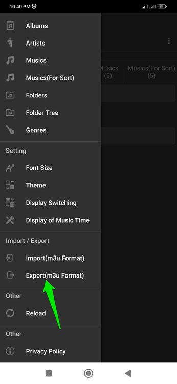 Exportation d'une liste de lecture
