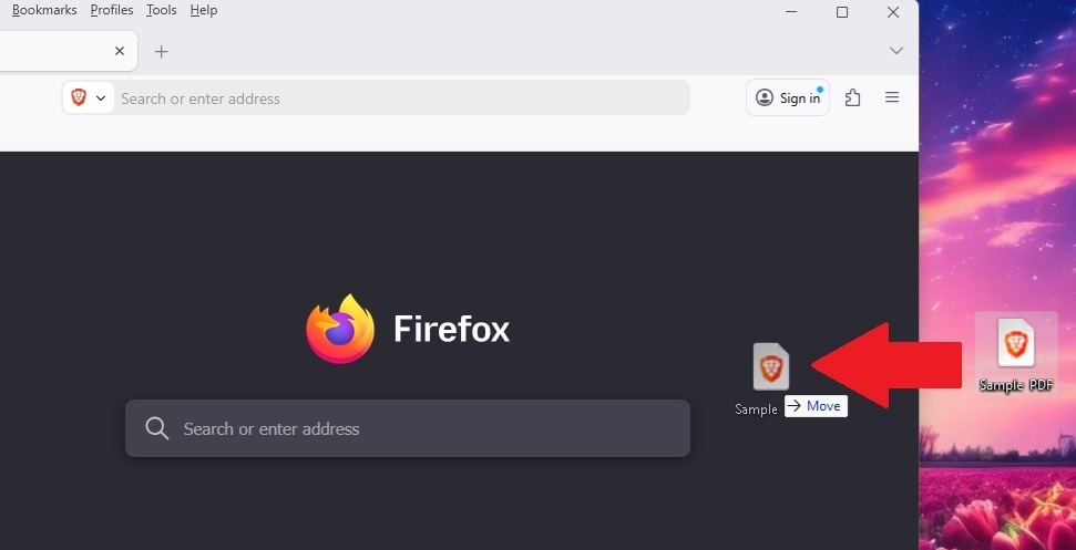 Faites glisser un fichier PDF dans Firefox pour l'ouvrir dans le navigateur.