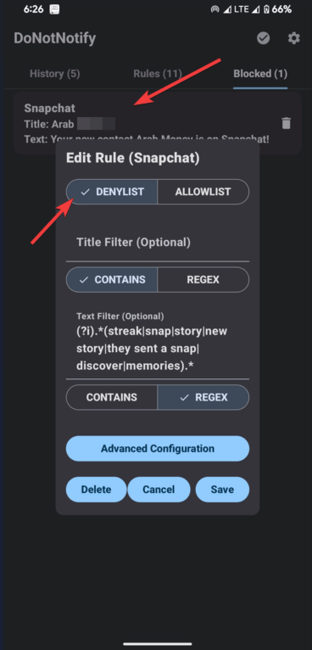 Liste de refus d'ensemble de règles