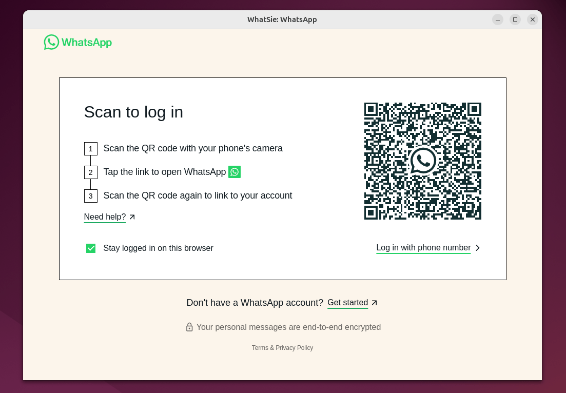 Whatsie Third Party Client Wrapper pour Whatsapp pour Linux