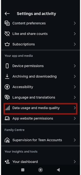 Utilisation des données Instagram sur Android