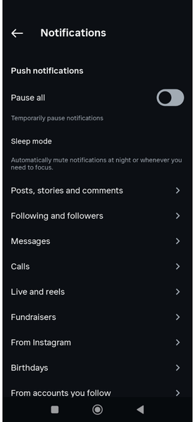 Notifications Instagram sur Android