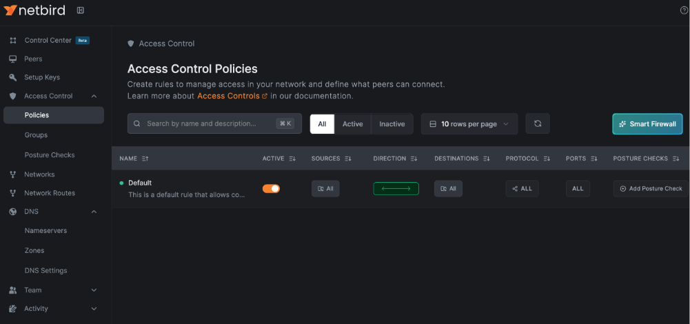 Contrôle d'accès NetBird