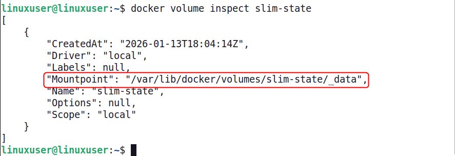 Inspecter un volume Docker spécifique