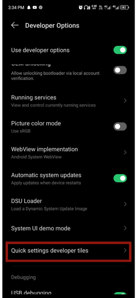 Tuiles de développeur Android