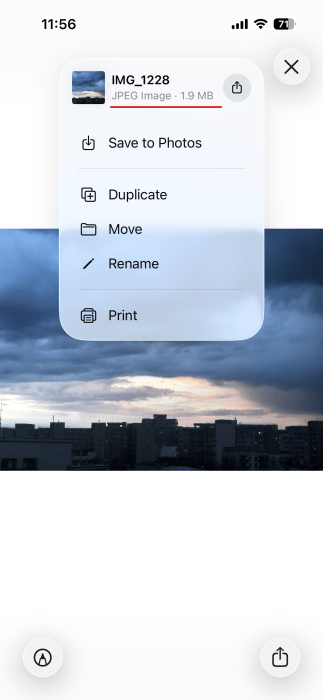 Vérification des fichiers d'affichage de conversion Heic Iphone