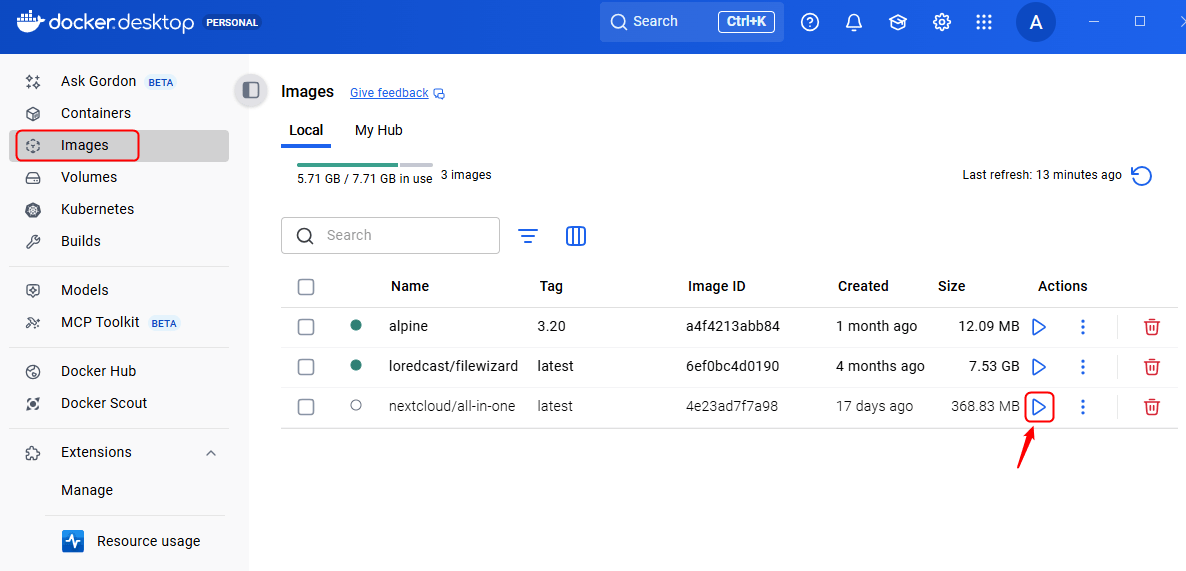Exécuter le conteneur Nextcloud Aio
