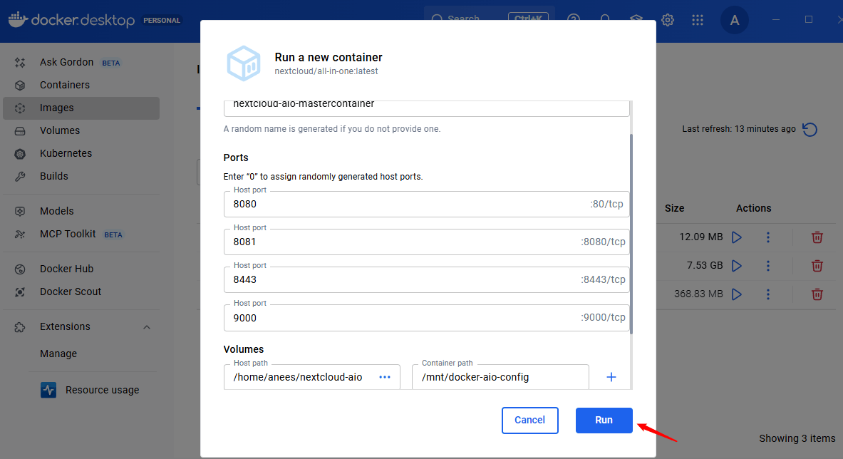 Configurer les paramètres Nextcloud Aio