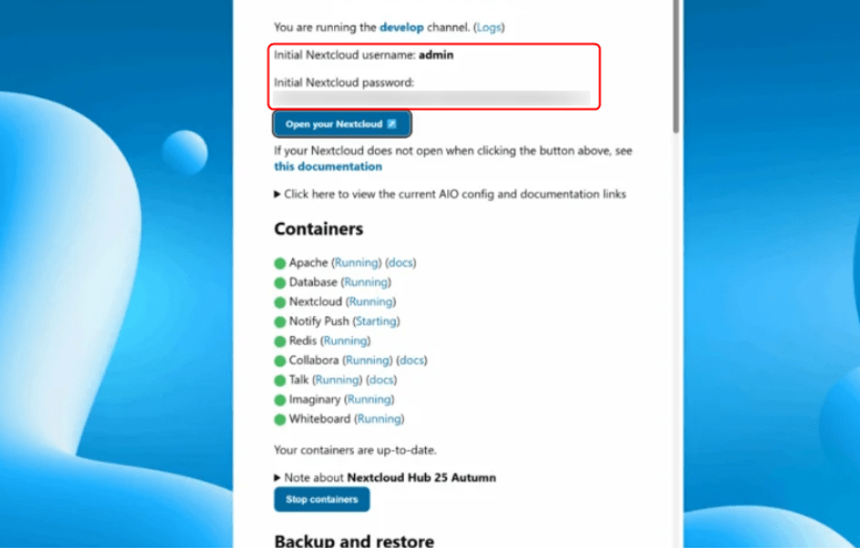 Exécution de conteneurs Nextcloud