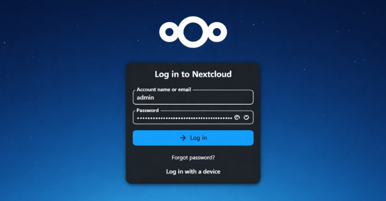 Connexion au tableau de bord Nextcloud Aio