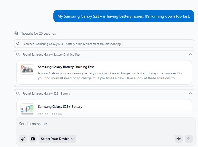 Chat de dépannage Samsung.