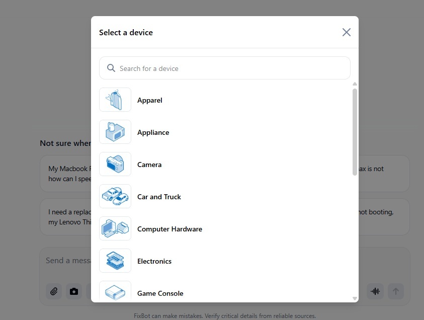 Choisir un appareil.
