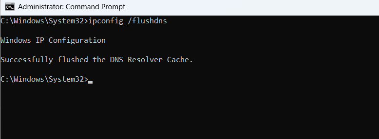 Exécution de la commande DNS Flush sous Windows