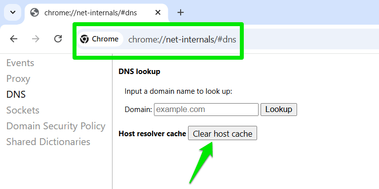 Effacer le cache DNS dans Chrome
