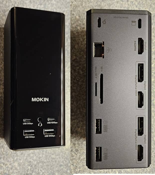 Ports Mokin Dockpro Dk2403 à l'avant et à l'arrière.