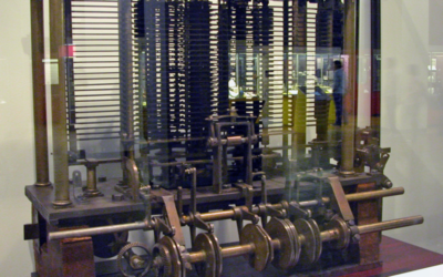 En 1843, Ada Lovelace décrit un moteur à cartes perforées qui pourrait agir sur des symboles aussi bien que sur des chiffres, et même composer de la musique si l'harmonie pouvait être réduite à des règles, à l'intérieur de sept notes de traducteur trois fois plus longues que le papier lui-même.