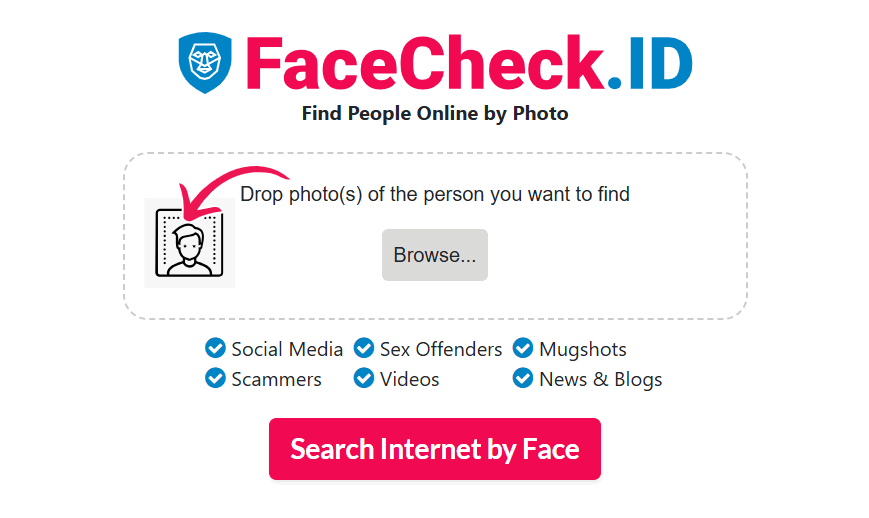 Interface principale facecheck