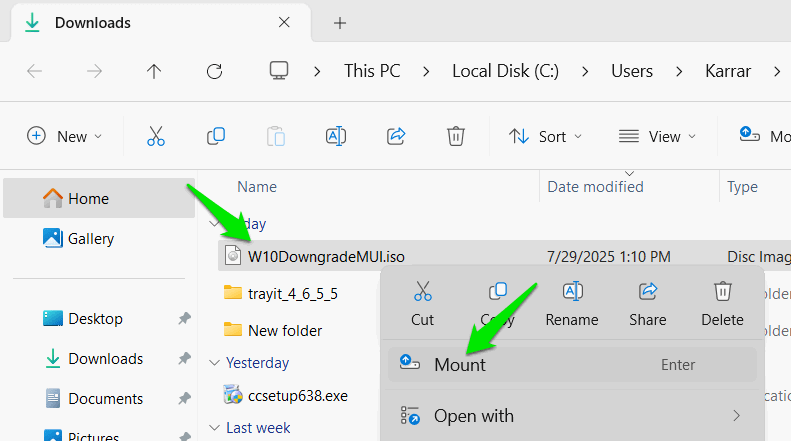 Montage ISO de Windows 10