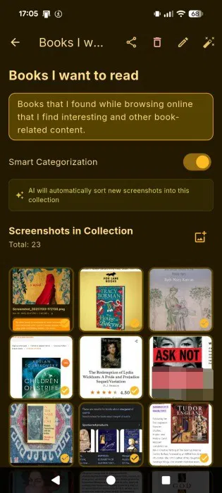 Création de collections avec l'application Studio Shots sur Android. 