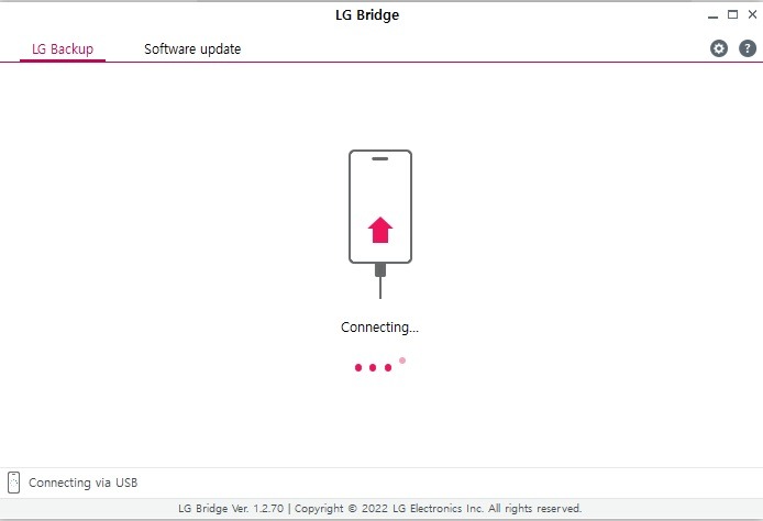 Sauvegarde du téléphone LG via LG Bridge.