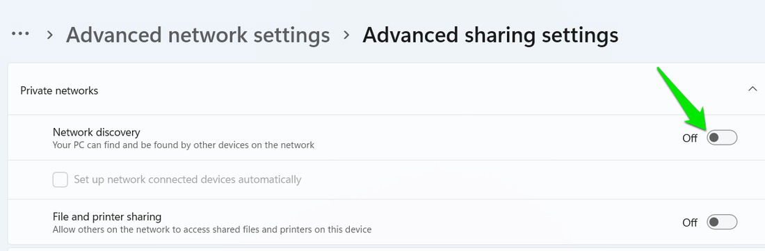 Désactiver la découverte du réseau dans Windows 11