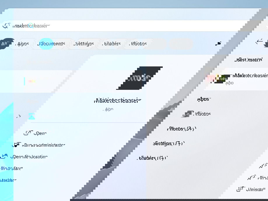 Application Web maketecheasier dans le menu Démarrer