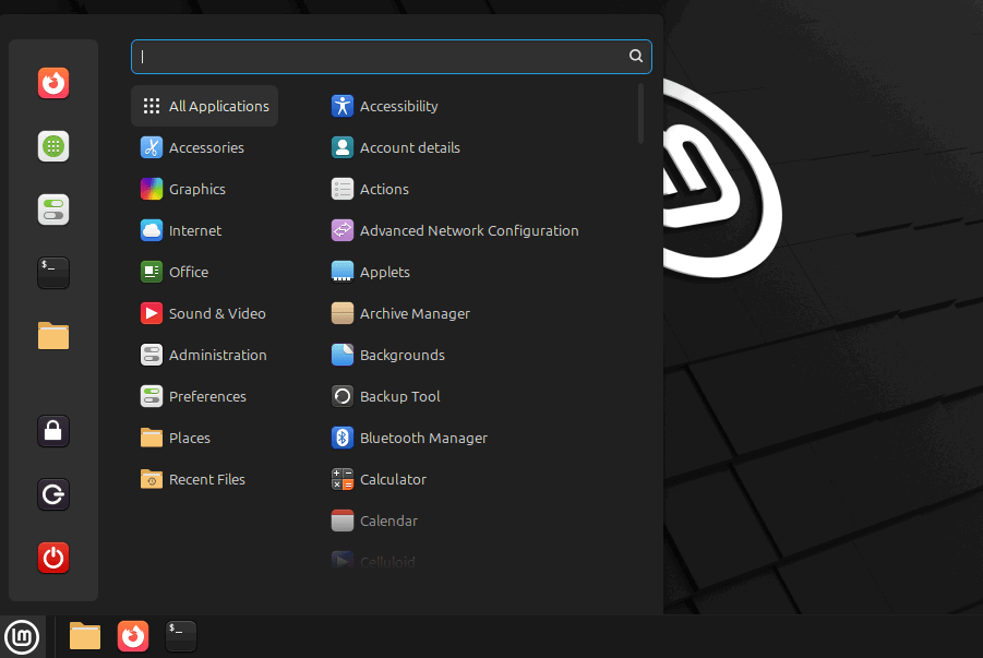 Interface de bureau Linuxmint