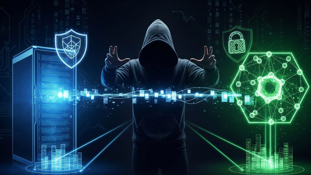 Shady man in middle controlling two access points