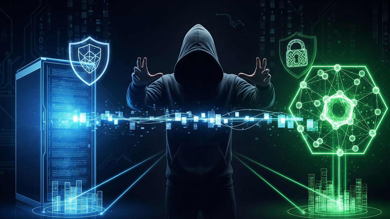 Shady man in middle controlling two access points