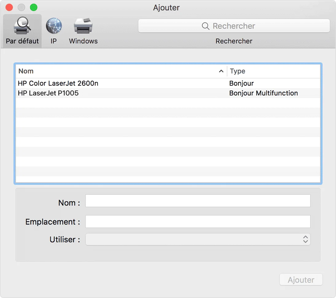 installation imprimante mac