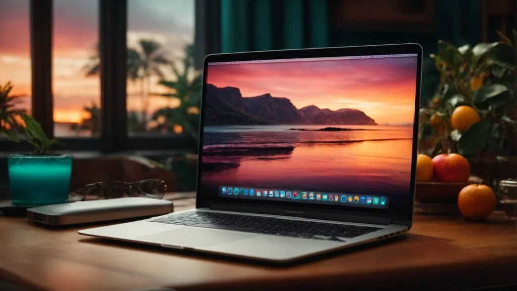 macbook sur un bureau avec macos ventura